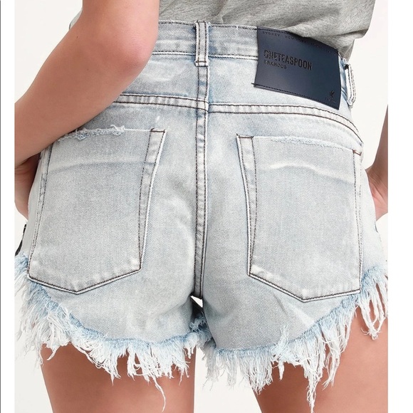 One Teaspoon Brandos Denim Shorts Antique Blue - Picture 2 of 6